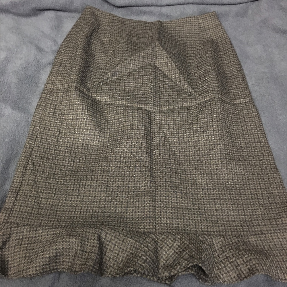 J McLaughlin Oliver Black Check Ruffled Hem Skirt